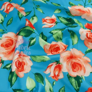 FS1039 Rosemary Floral Stretch Knit Fabric Teal