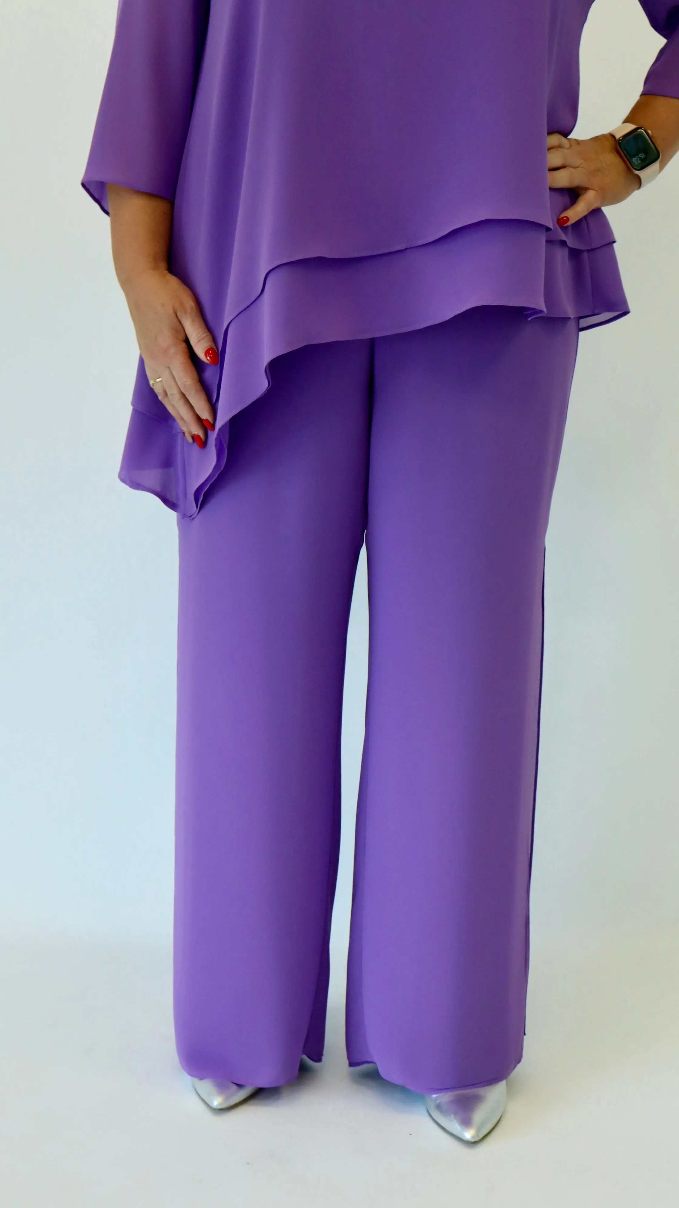 Godske Chiffon Elasticated Purple Trousers