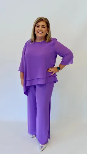 Godske Chiffon Elasticated Purple Trousers