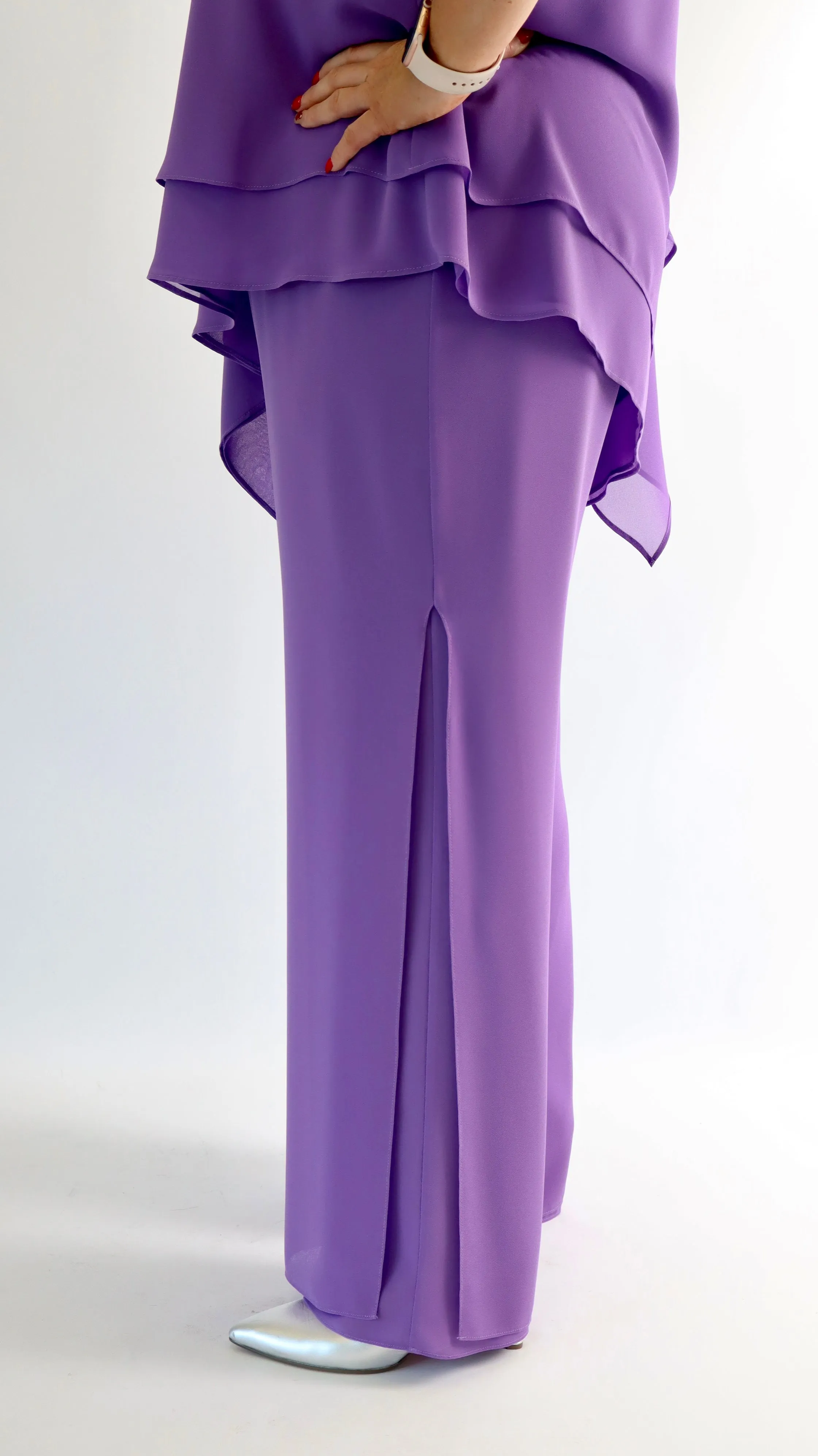 Godske Chiffon Elasticated Purple Trousers