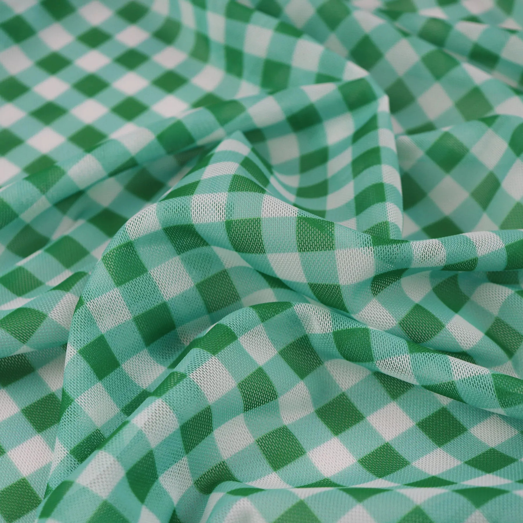 Green Gingham Power Mesh (13E)