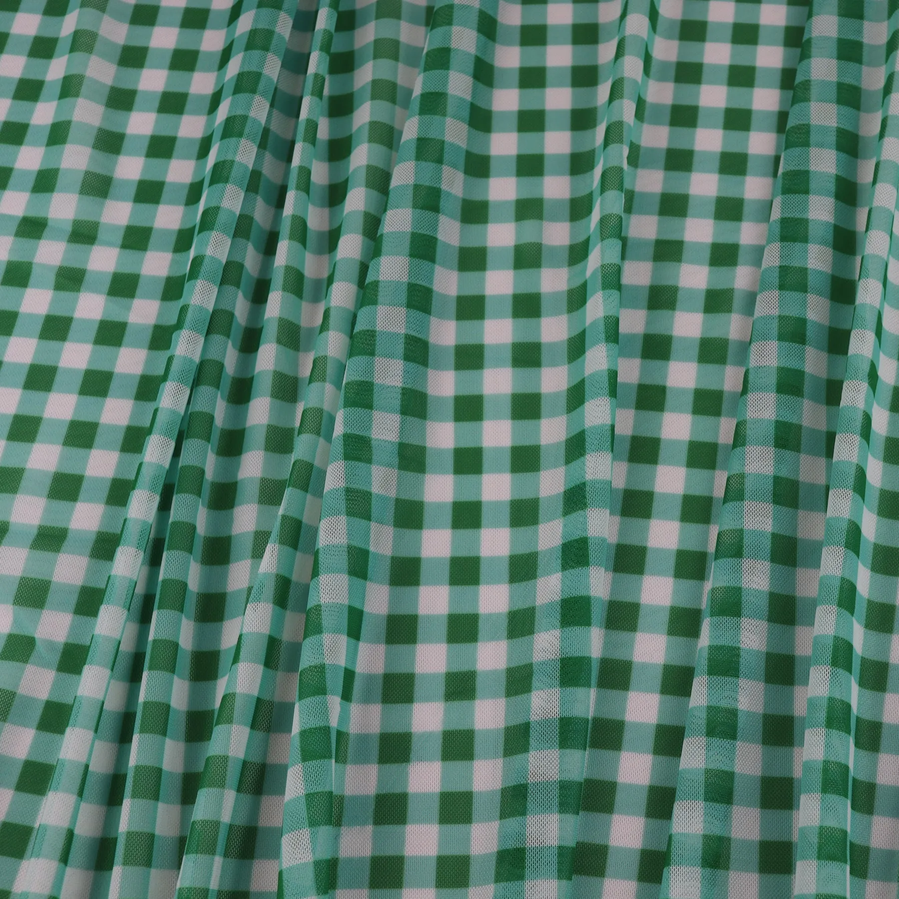 Green Gingham Power Mesh (13E)