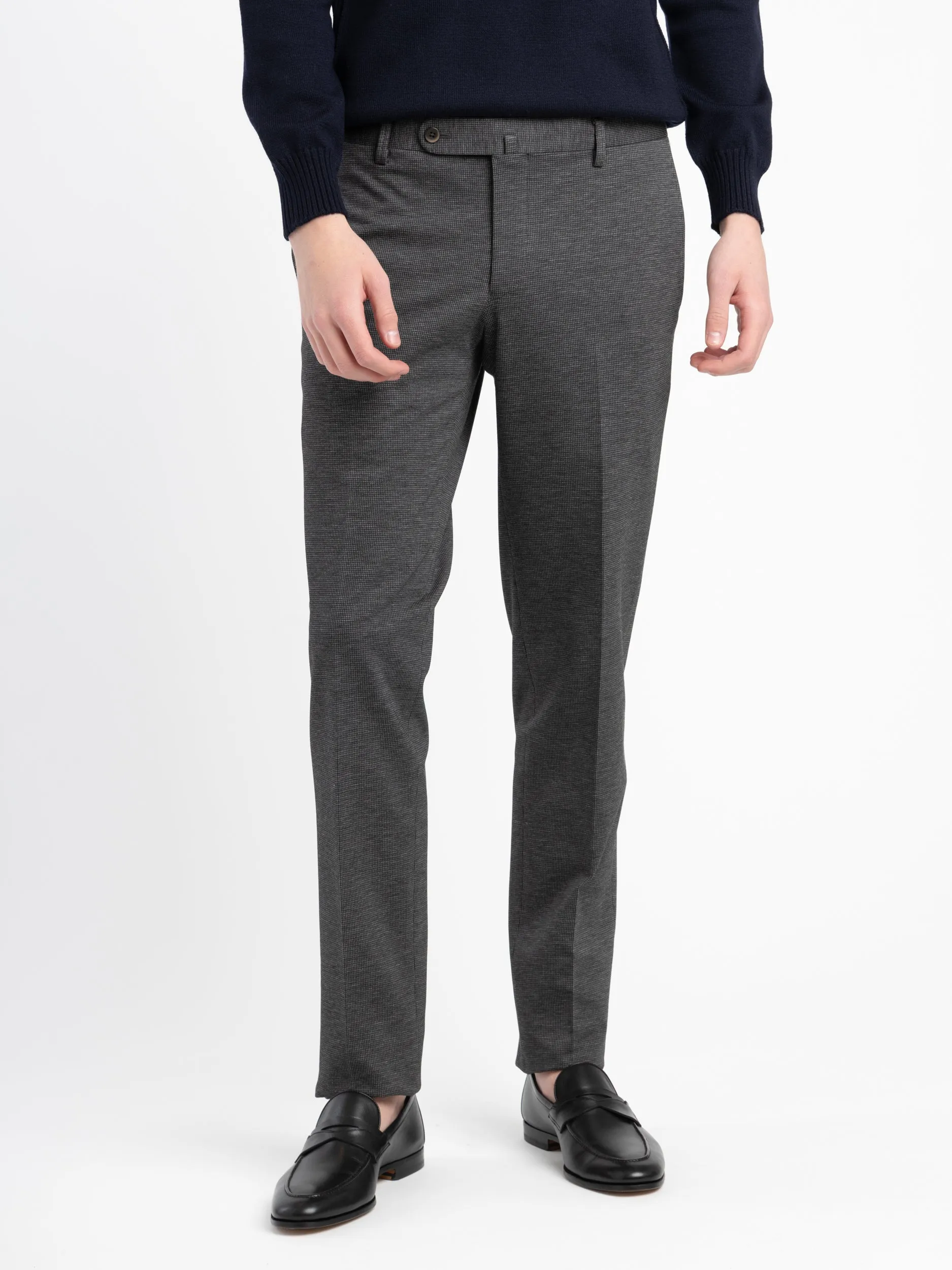 Grey Print Straight Leg Trousers