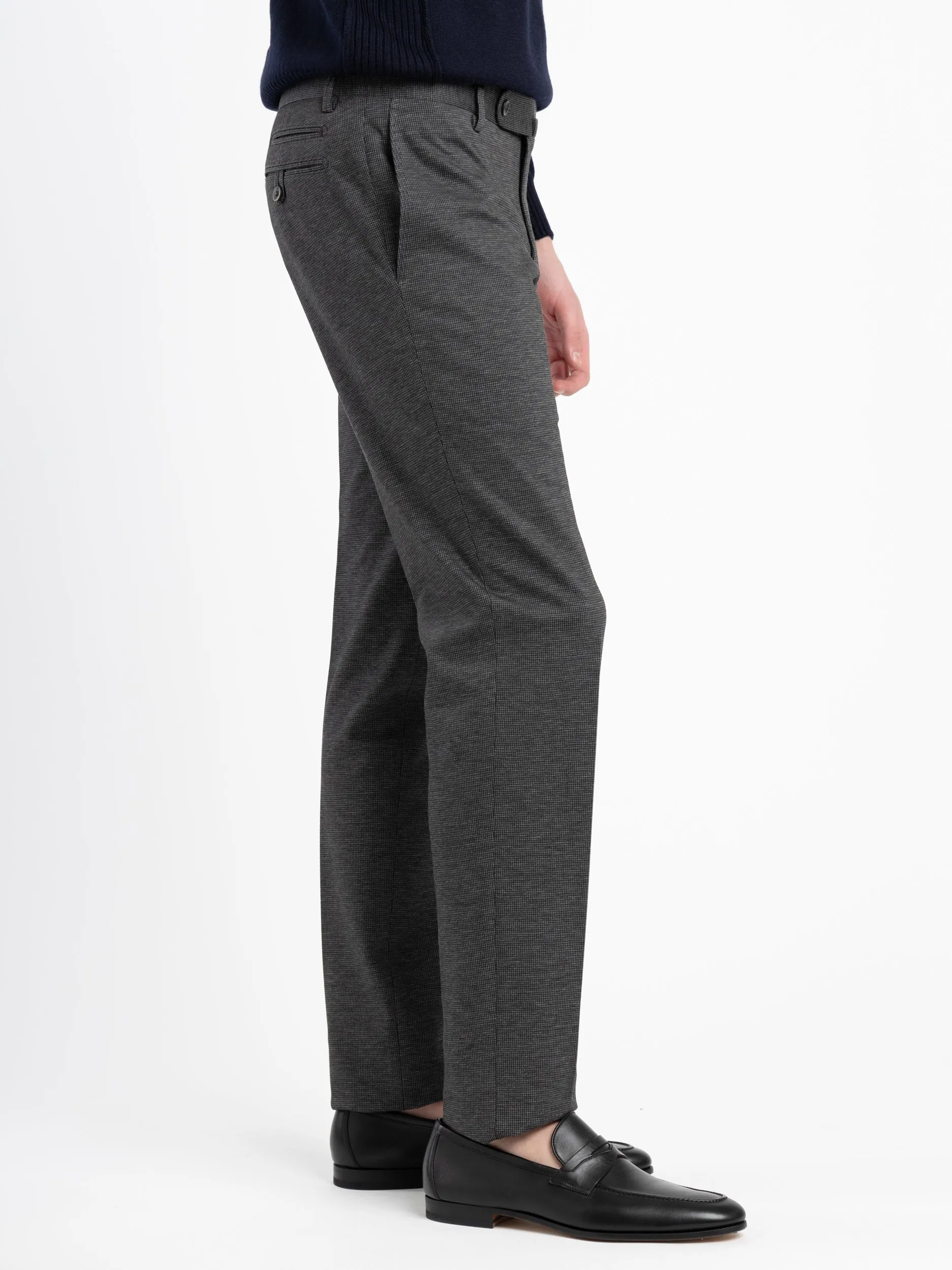 Grey Print Straight Leg Trousers