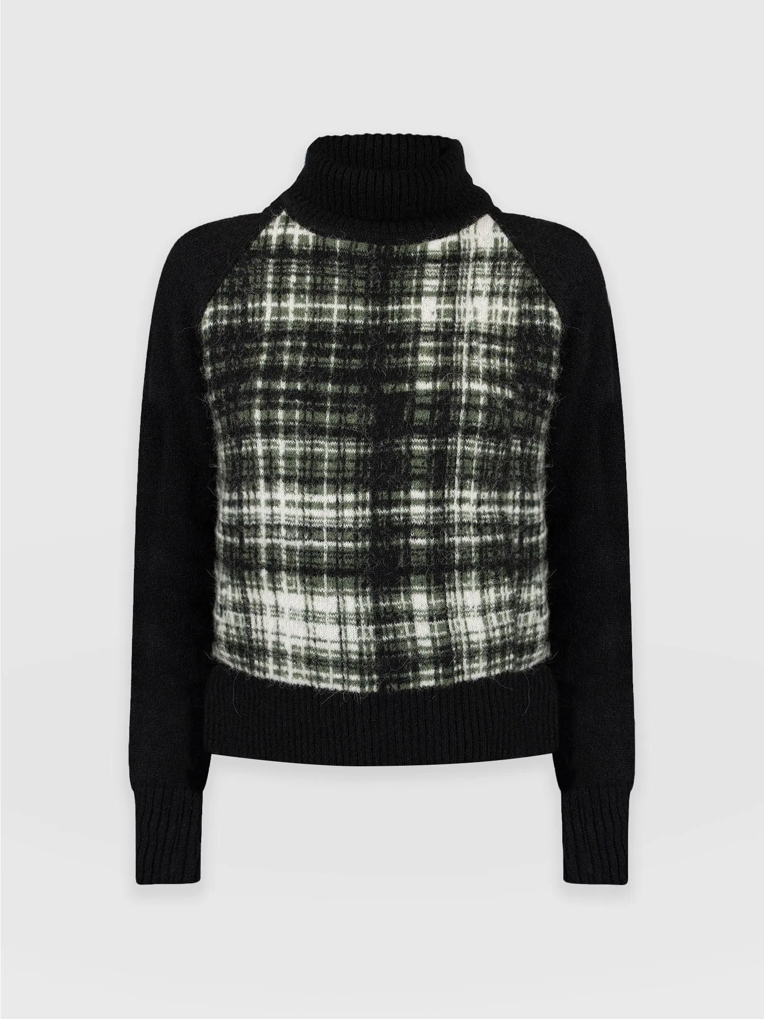 Gwen Raglan Jumper - Olive Check