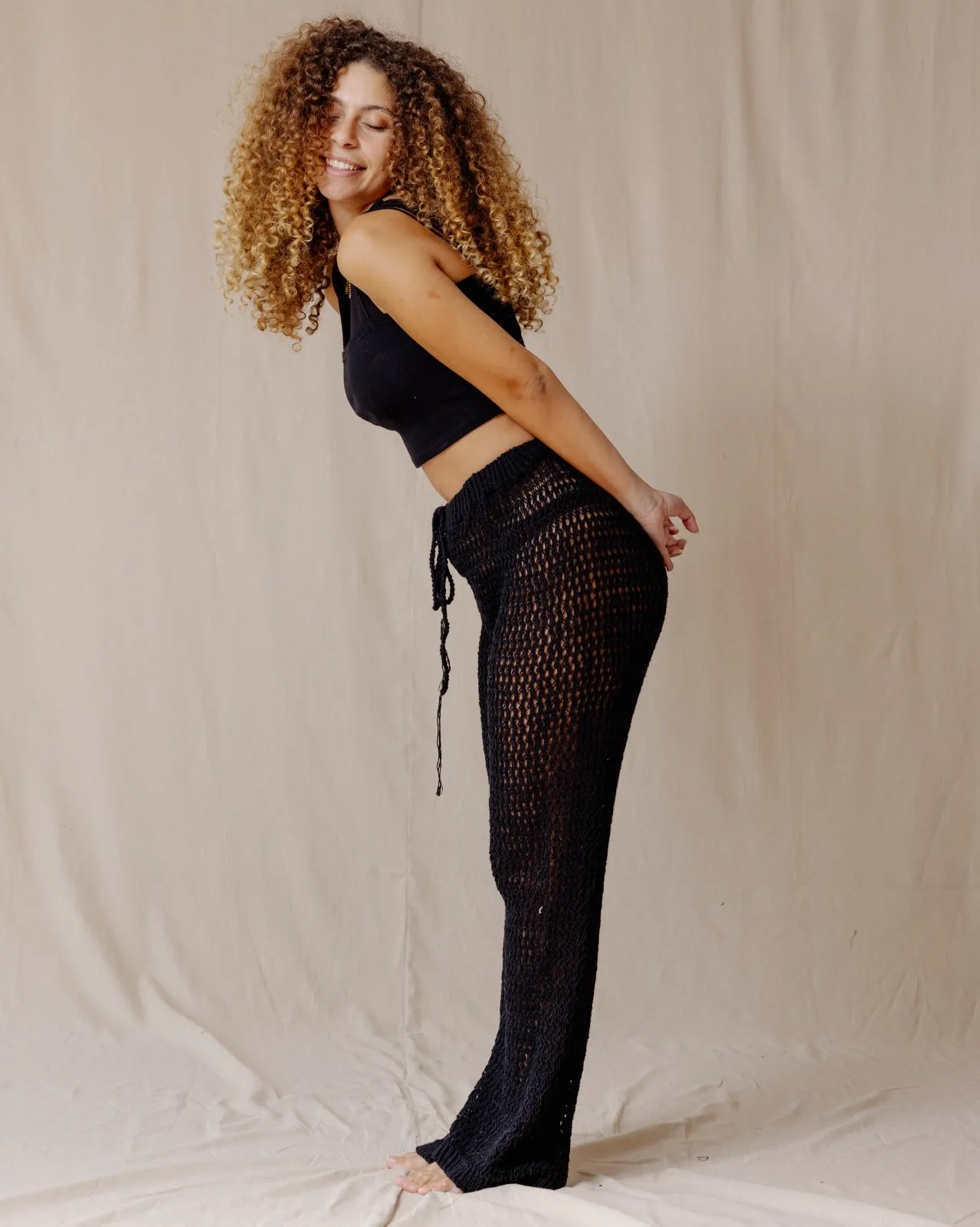 Handmade Crochet Pants Black