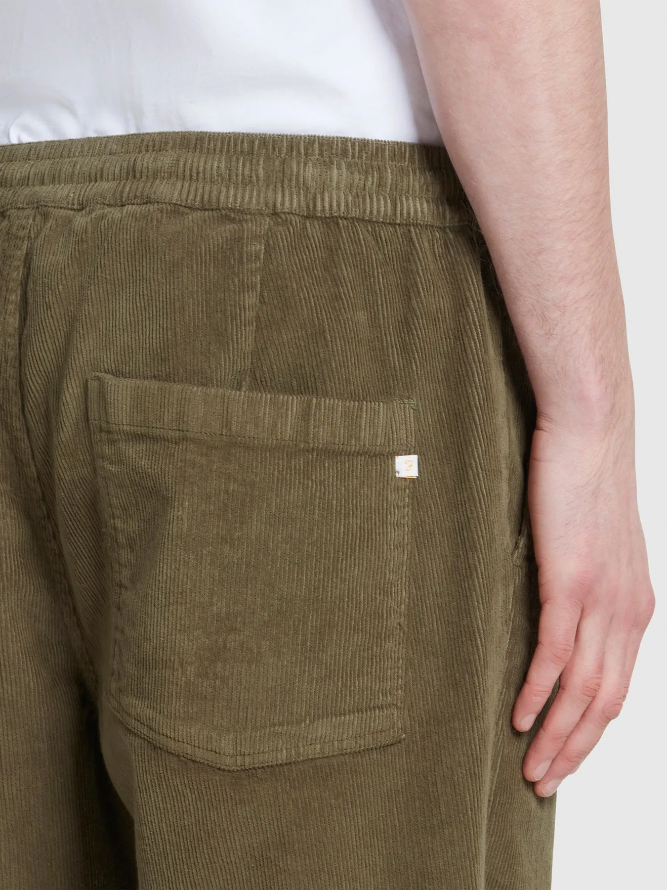 Mens Olive Green Hawtin Relaxed Tapered Fit Corduroy Trousers