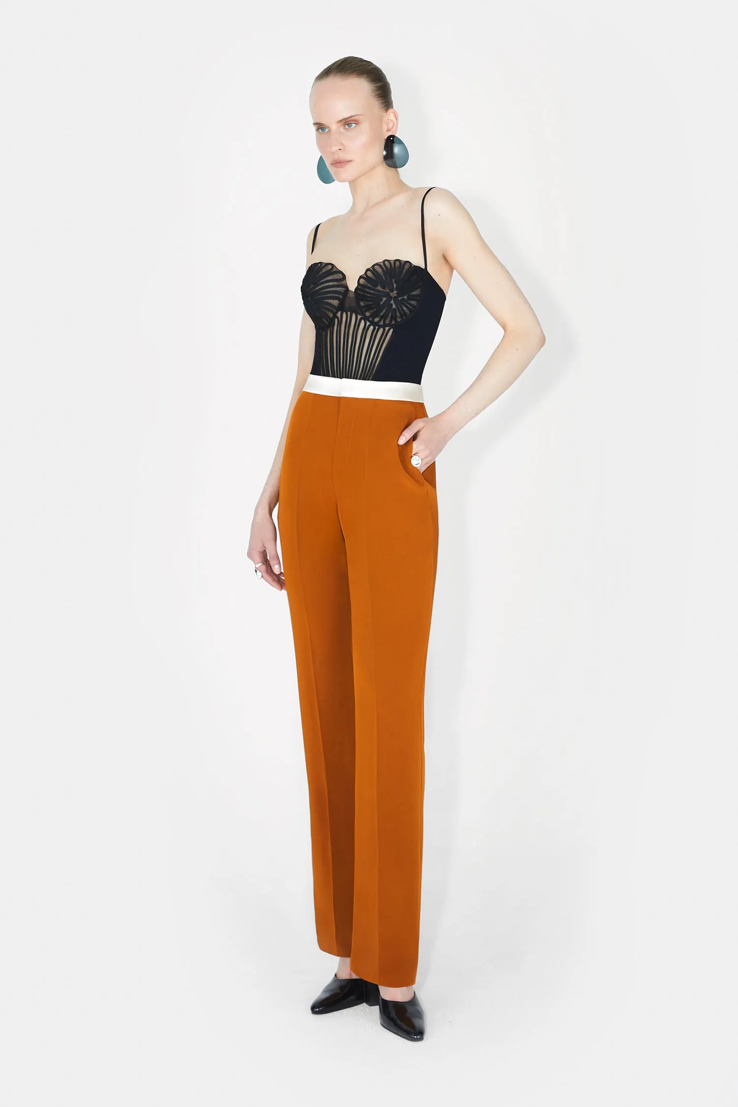 High Waisted Suit Trousers - Brandy & Ivory