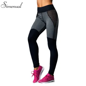 Hot sale mesh splice fitness leggings trousers for women athleisure 2018 jeggings grey black slim legging pants female elastic