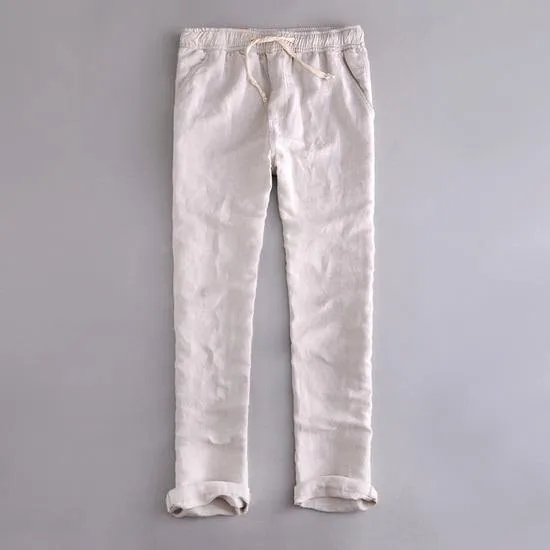 India and Brazil Style Elastic waist loose Pants Men Linen Breathable and comfortable Cotton Trousers Men Casual Pantalones 38