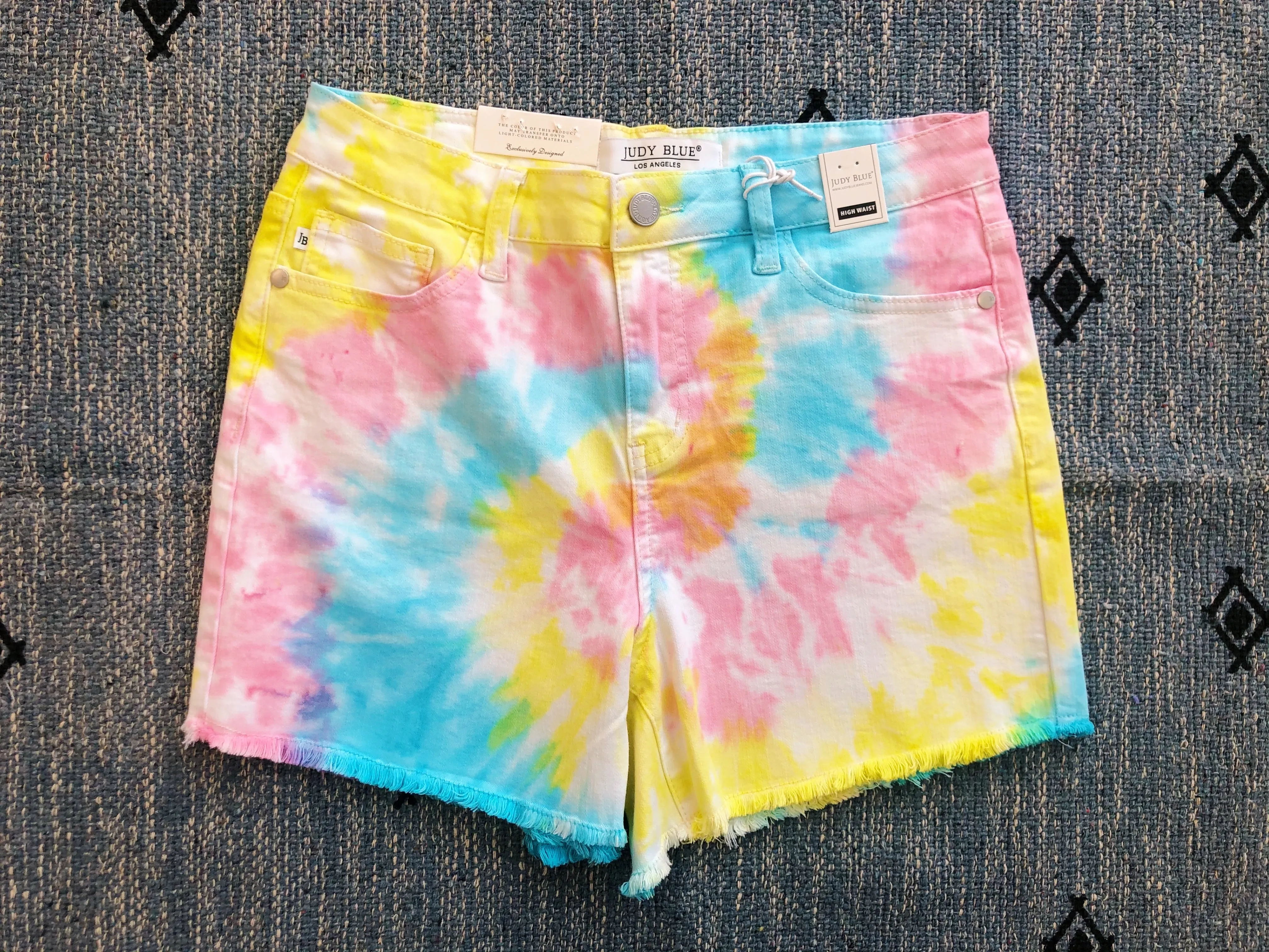 #J954 Watercolor Wonderland Judy Blue Tie Dye Mid Rise Shorts