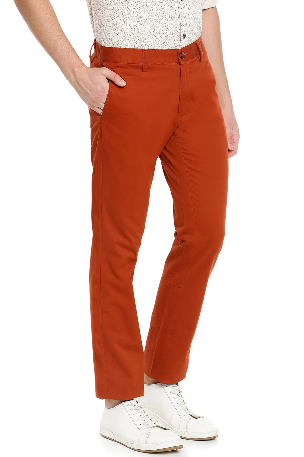 JDC Men Rust Orange Solid Trouser