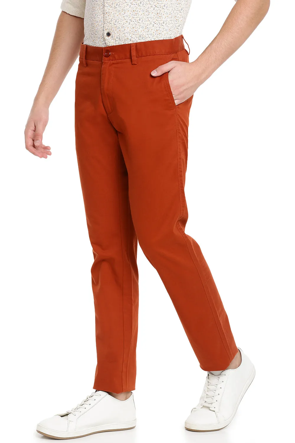 JDC Men Rust Orange Solid Trouser