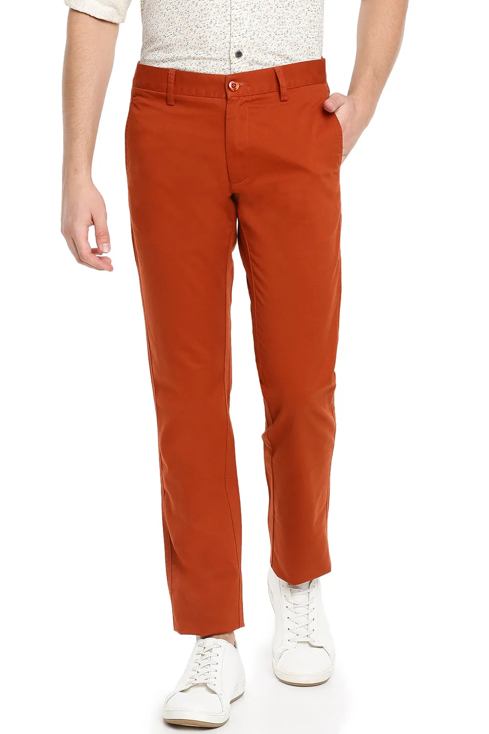 JDC Men Rust Orange Solid Trouser