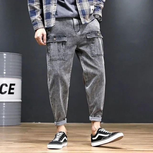 Jeans Men's Loose Stylish Motorcycle Style Korean Harlan All-match Harajuku Style Ins Beam Feet Casual Pants men jeans