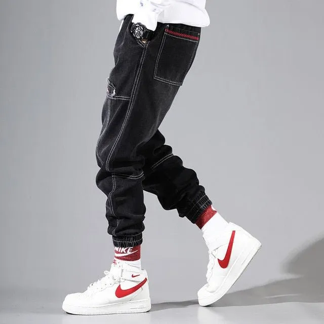 Jeans Men's Loose Stylish Motorcycle Style Korean Harlan All-match Harajuku Style Ins Beam Feet Casual Pants men jeans