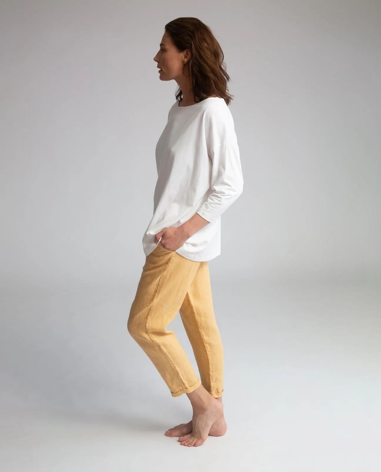 Kayley Linen Trousers In Sunflower