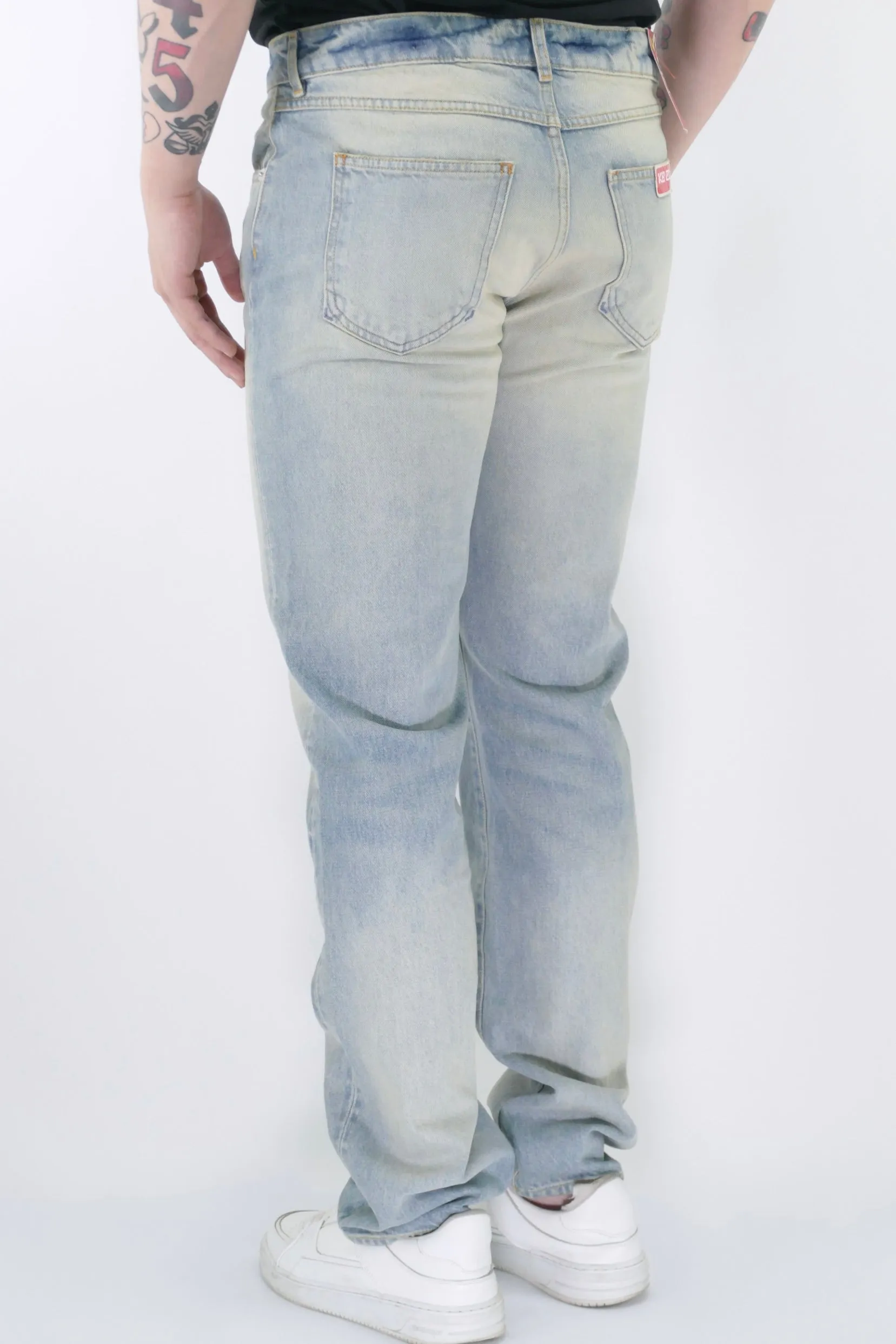 Kenzo Bara Stone Bleached Jeans - Dirty Blue