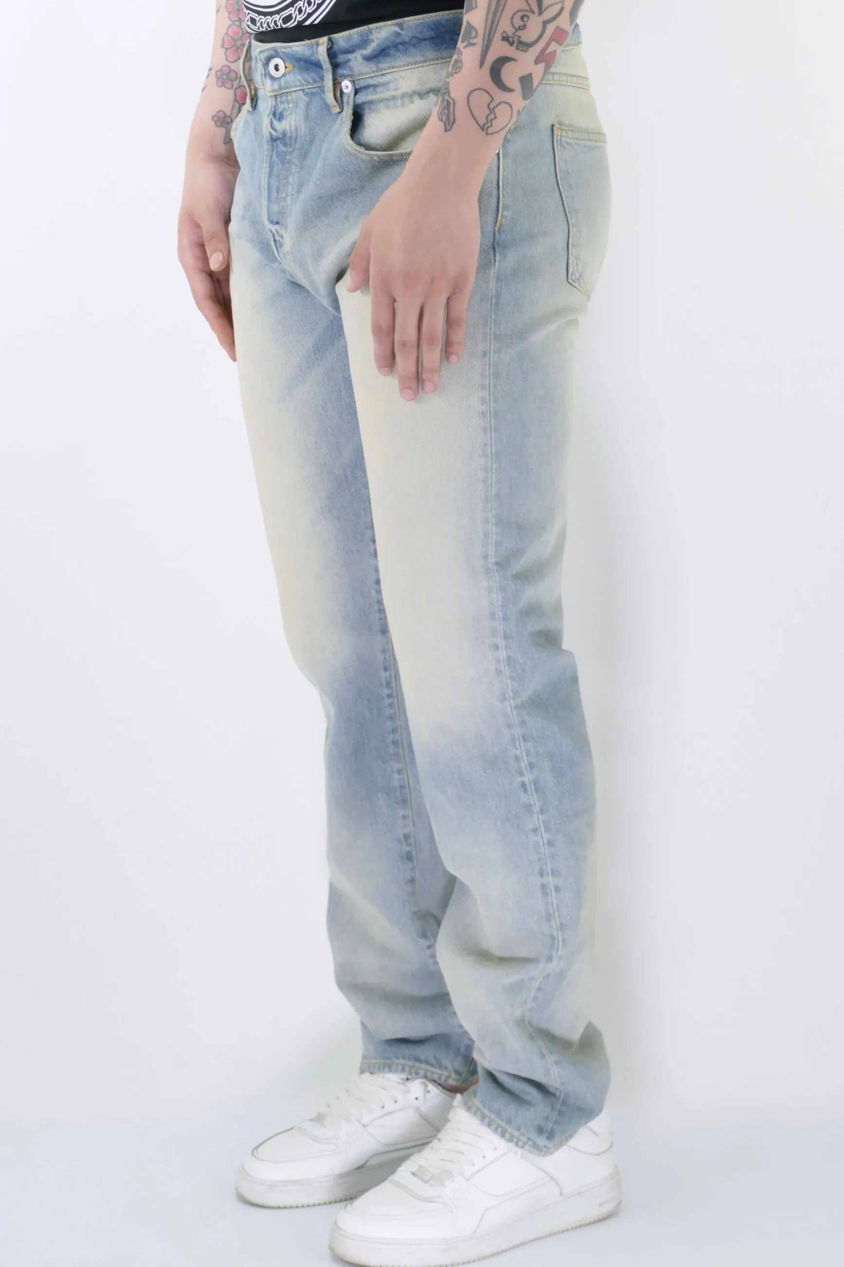 Kenzo Bara Stone Bleached Jeans - Dirty Blue