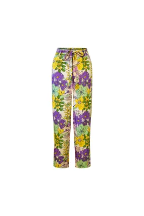 Kianga High-Rise cropped straight-leg pants - Pink Yellow Garden Mosaic Print | ILC OA OG