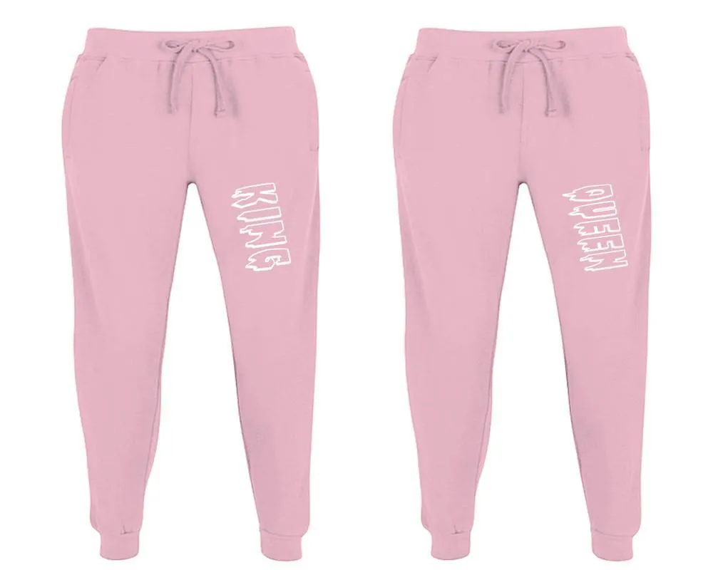 King Queen Couple Matching Jogger Pants,  Couple Designed Sweatpants