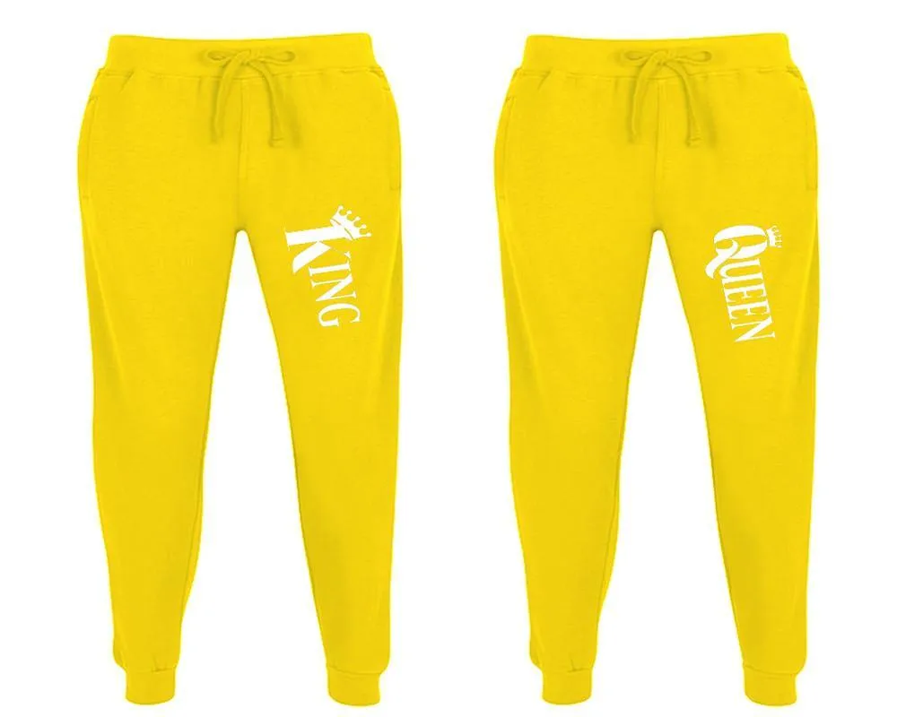 King Queen Couple Matching Jogger Pants,  Couple Designed Sweatpants