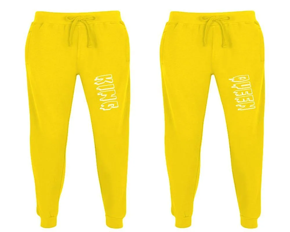 King Queen Couple Matching Jogger Pants,  Couple Designed Sweatpants