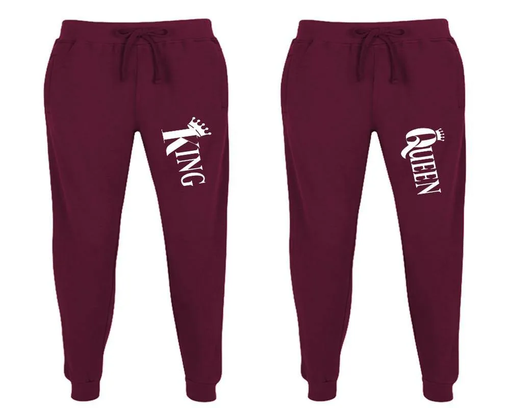 King Queen Couple Matching Jogger Pants,  Couple Designed Sweatpants