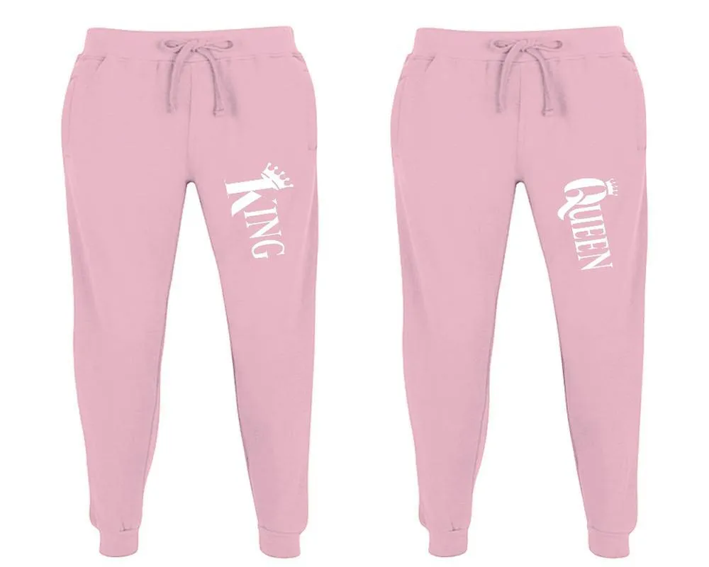 King Queen Couple Matching Jogger Pants,  Couple Designed Sweatpants