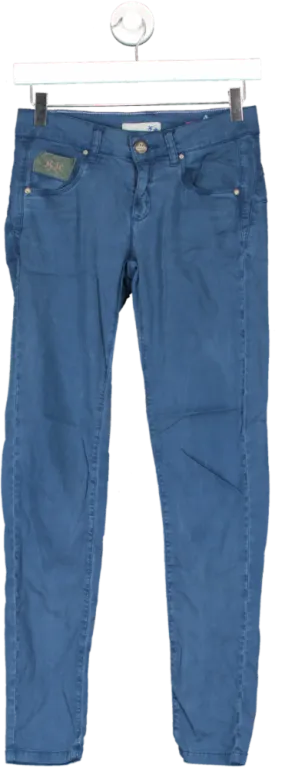 La Martina Blue Skinny Fit Satin Chino Trousers UK 8