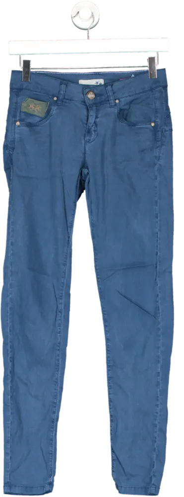 La Martina Blue Skinny Fit Satin Chino Trousers UK 8