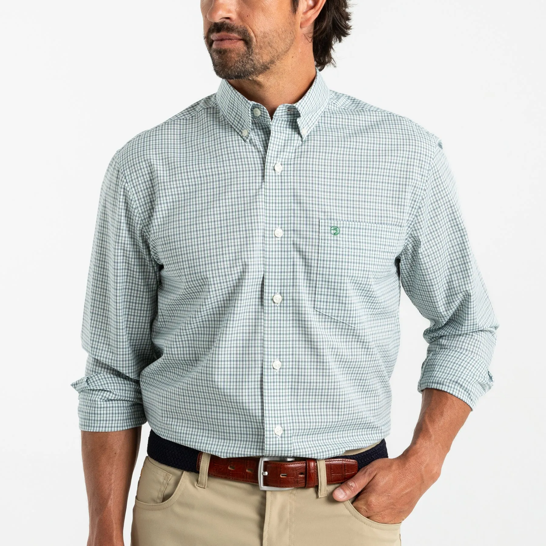 Langley Plaid Performance Poplin Sport Shirt