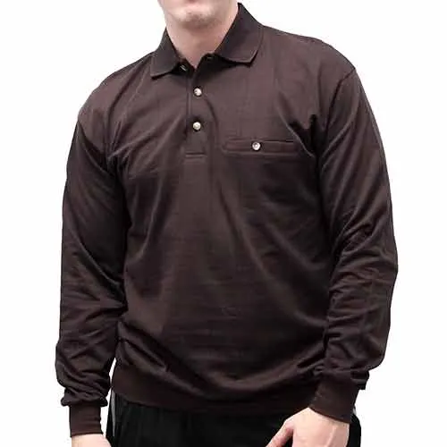 LD Sport Jacquard Long Sleeve Banded Bottom Shirt 6096-500 Big and Tall Brown