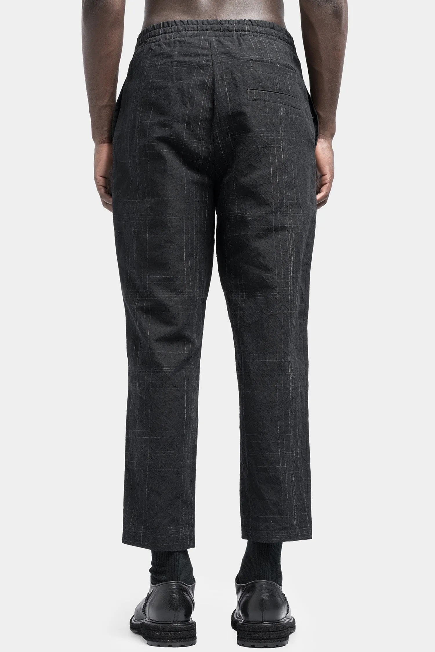 Linen blend drawstring trousers