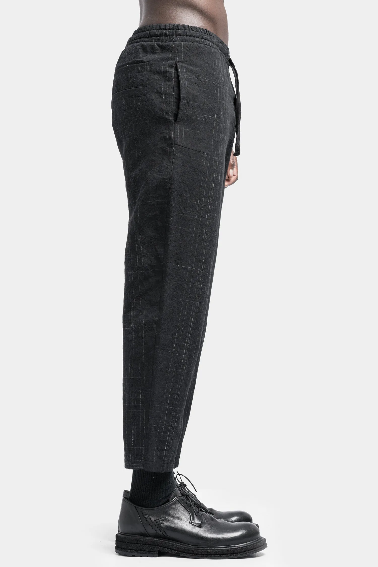 Linen blend drawstring trousers