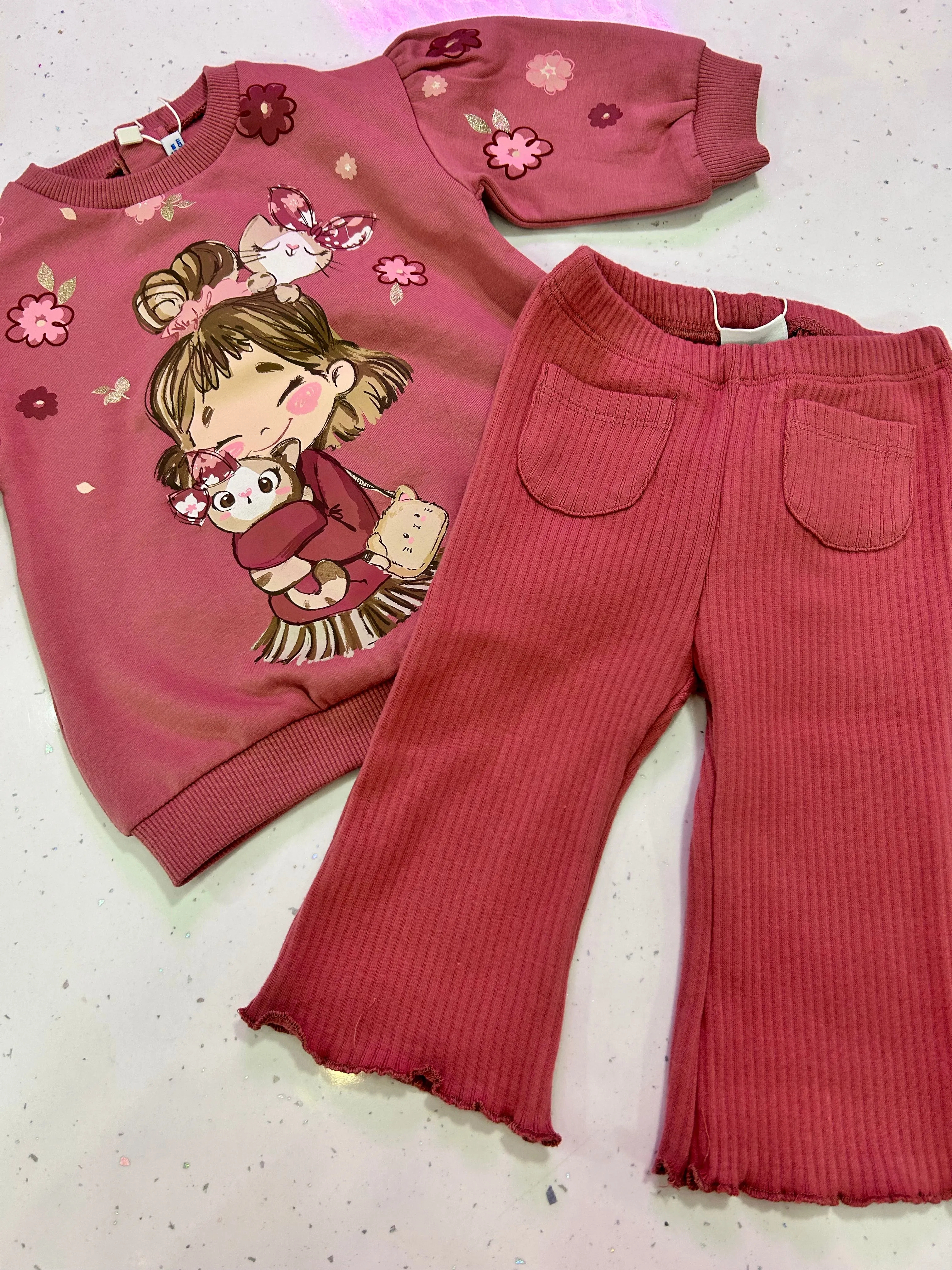 Mayoral Baby Girls Jumper and Ribbed Flares Outfit Set