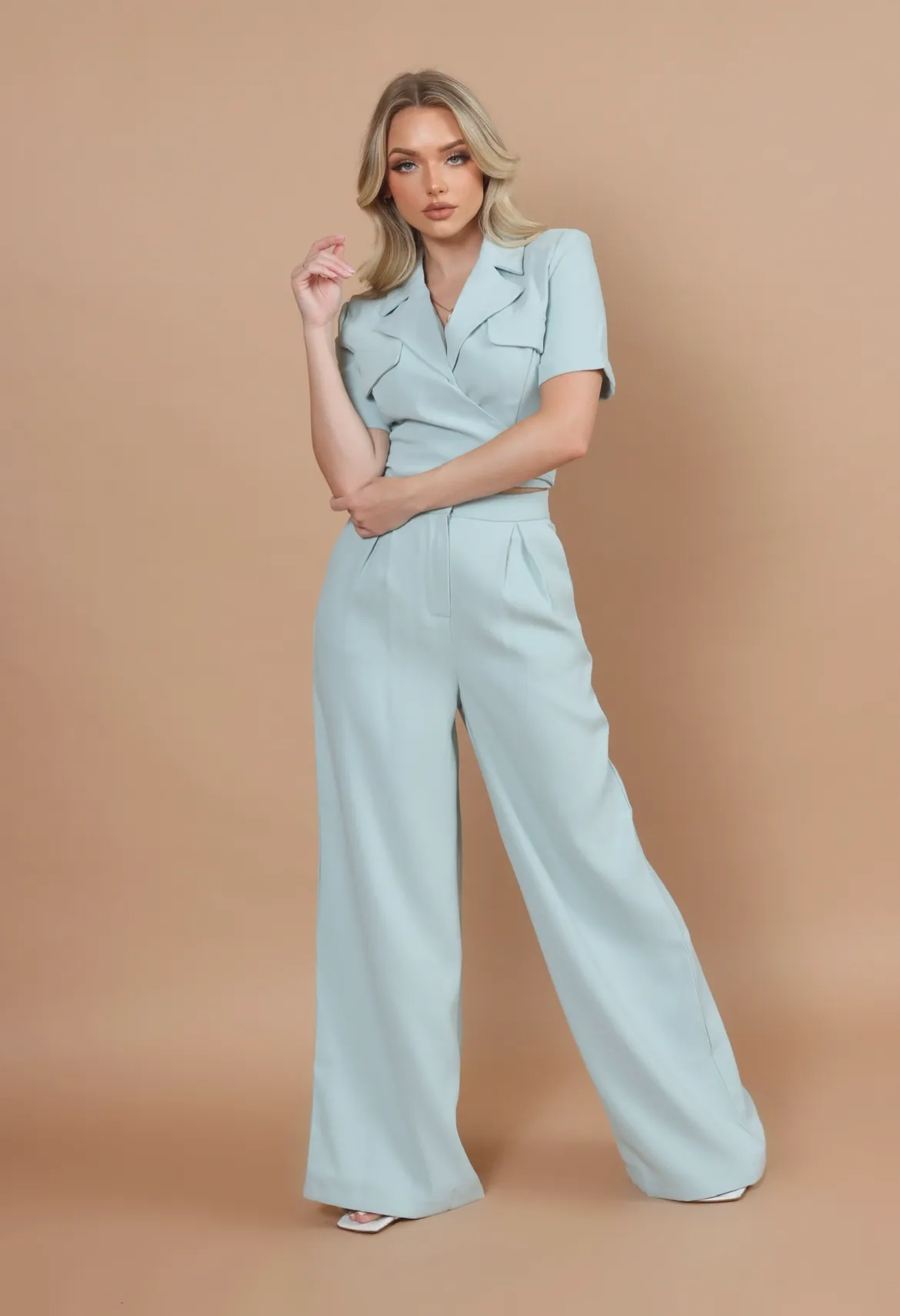 Megan Mint Wide Leg Pants Set