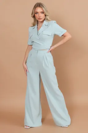 Megan Mint Wide Leg Pants Set