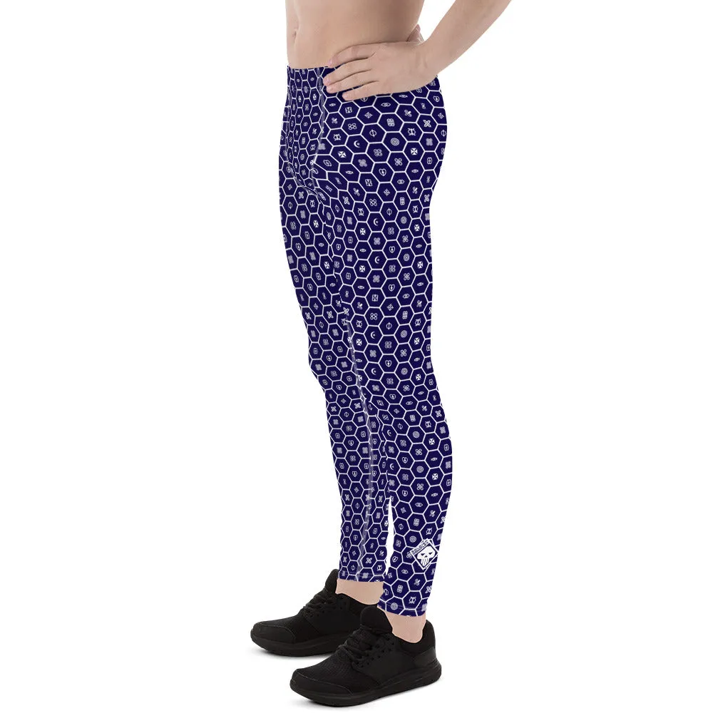 Men's African Print Adinkra Athletic Leggings for Running, Gym, Jiu-Jitsu and MMA