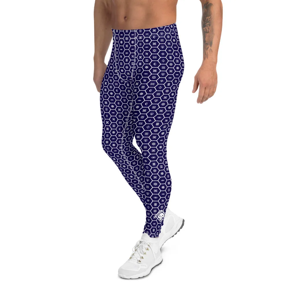 Men's African Print Adinkra Athletic Leggings for Running, Gym, Jiu-Jitsu and MMA