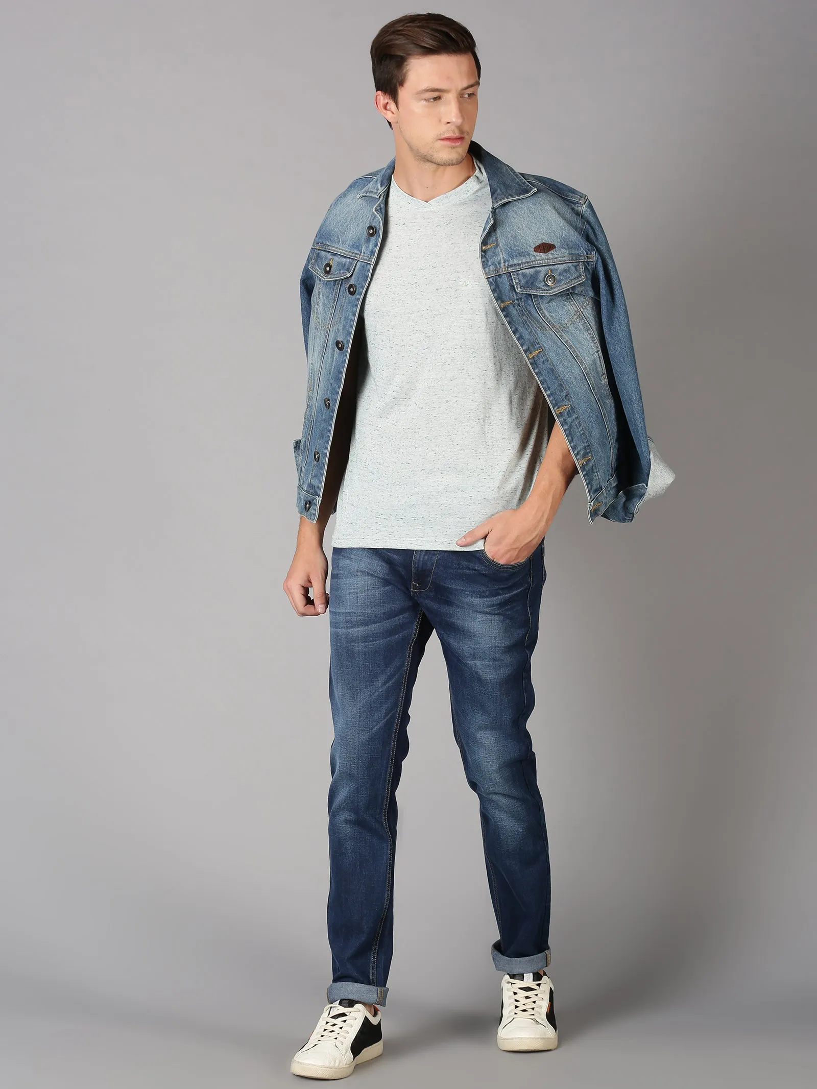 MEN'S BLUE WASHED SLIM FIT JEANS