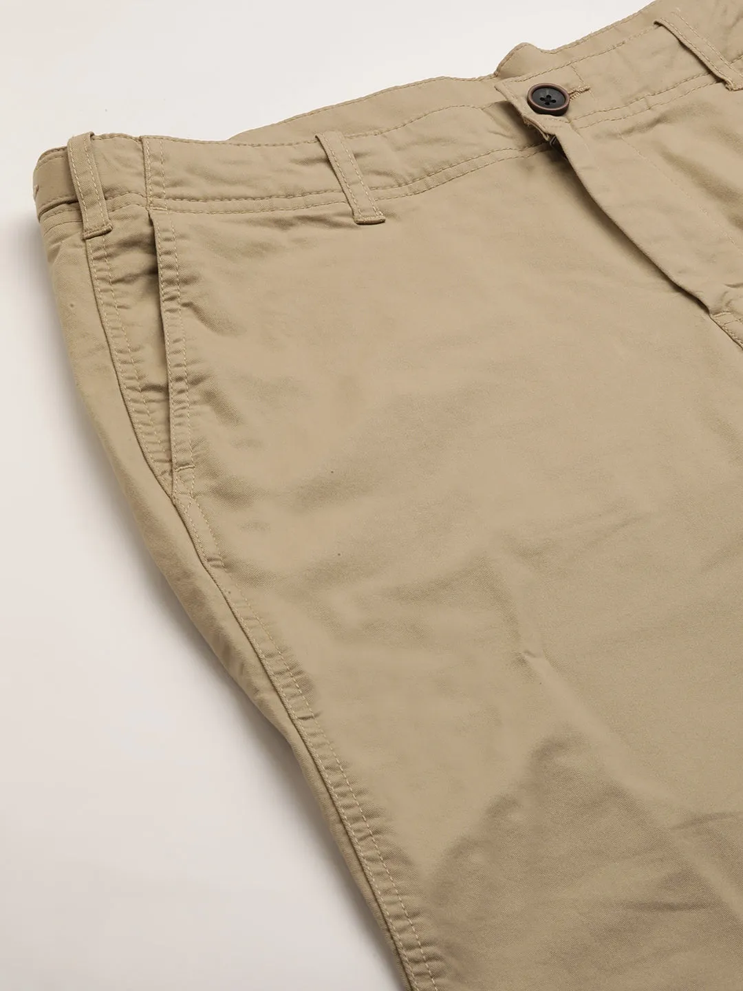 Men's Khaki Cotton Lycra Slim Fit Pant