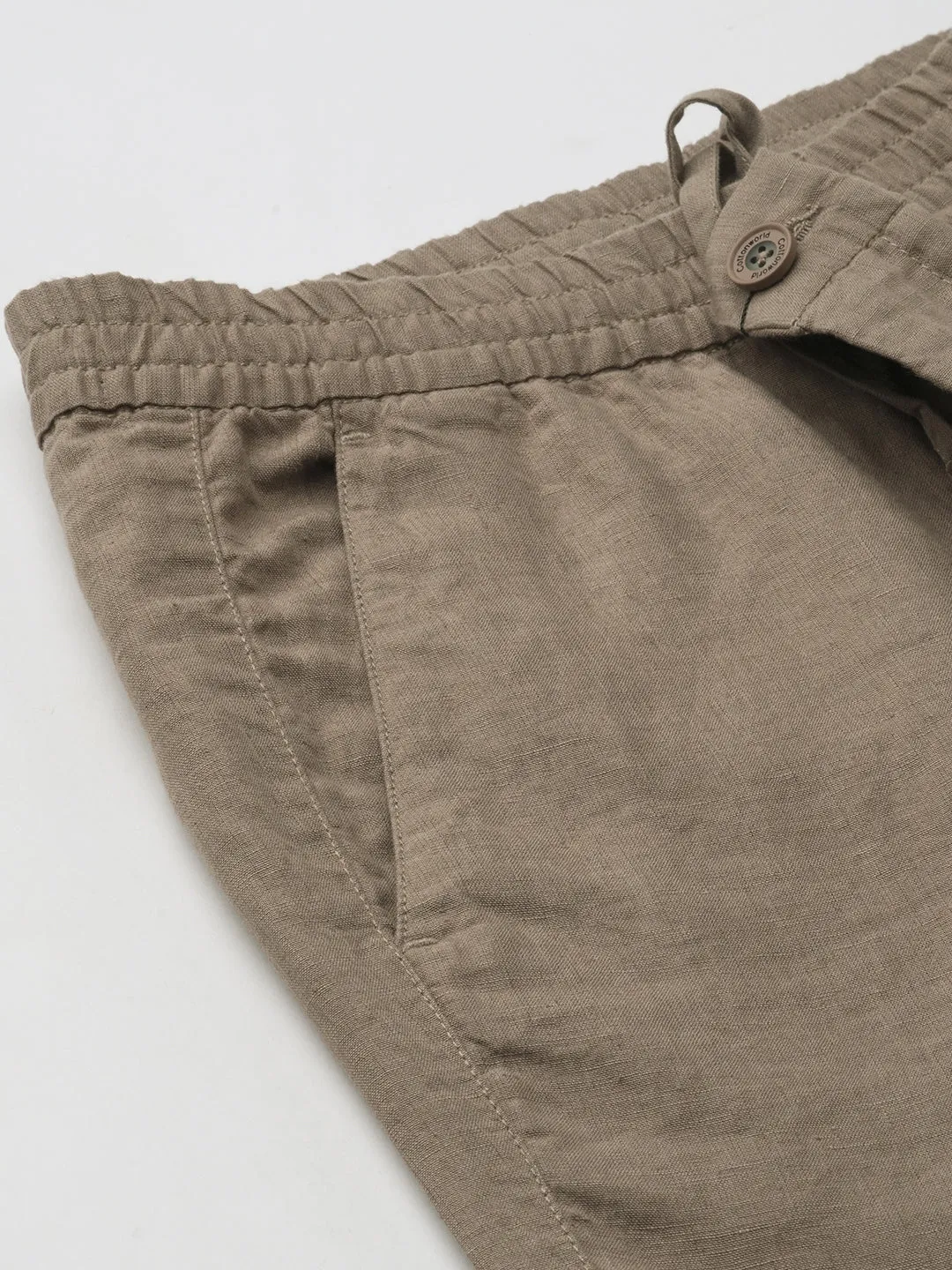 Men's Lt Brown Linen Regular Fit Pant