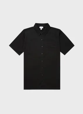 Men's Sea Island Cotton Knit Shirt in Black