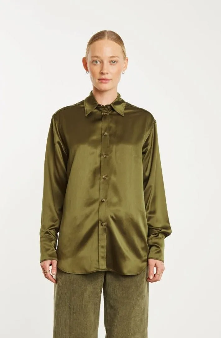 Moss Silk Slim Button Down