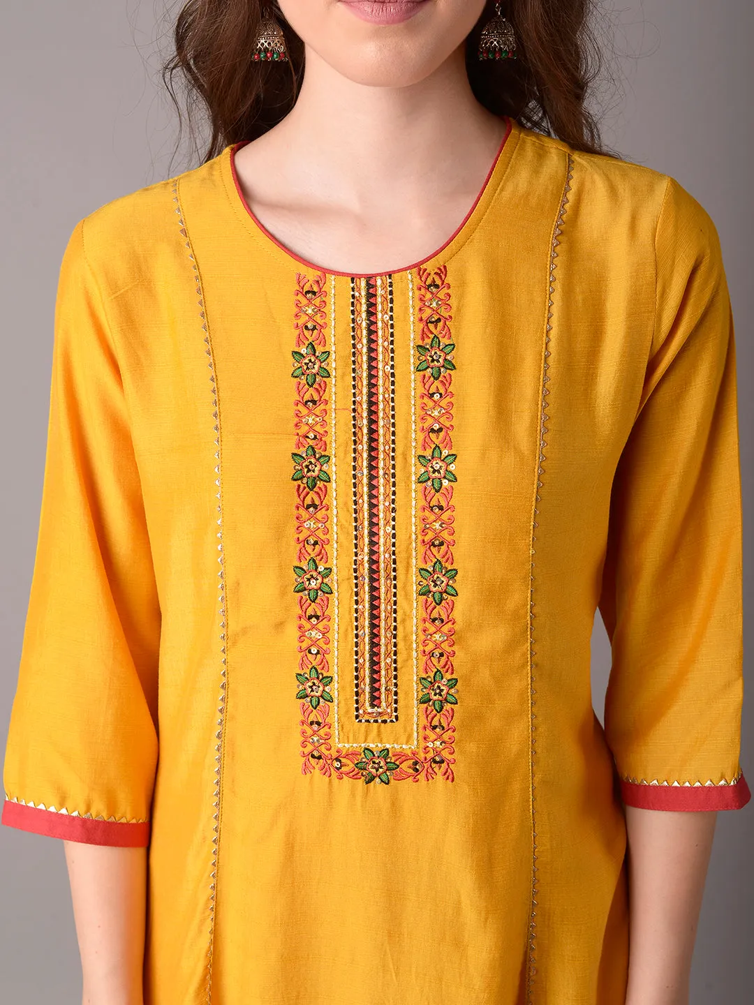 Mustard Kurta Trouser With Dupatta