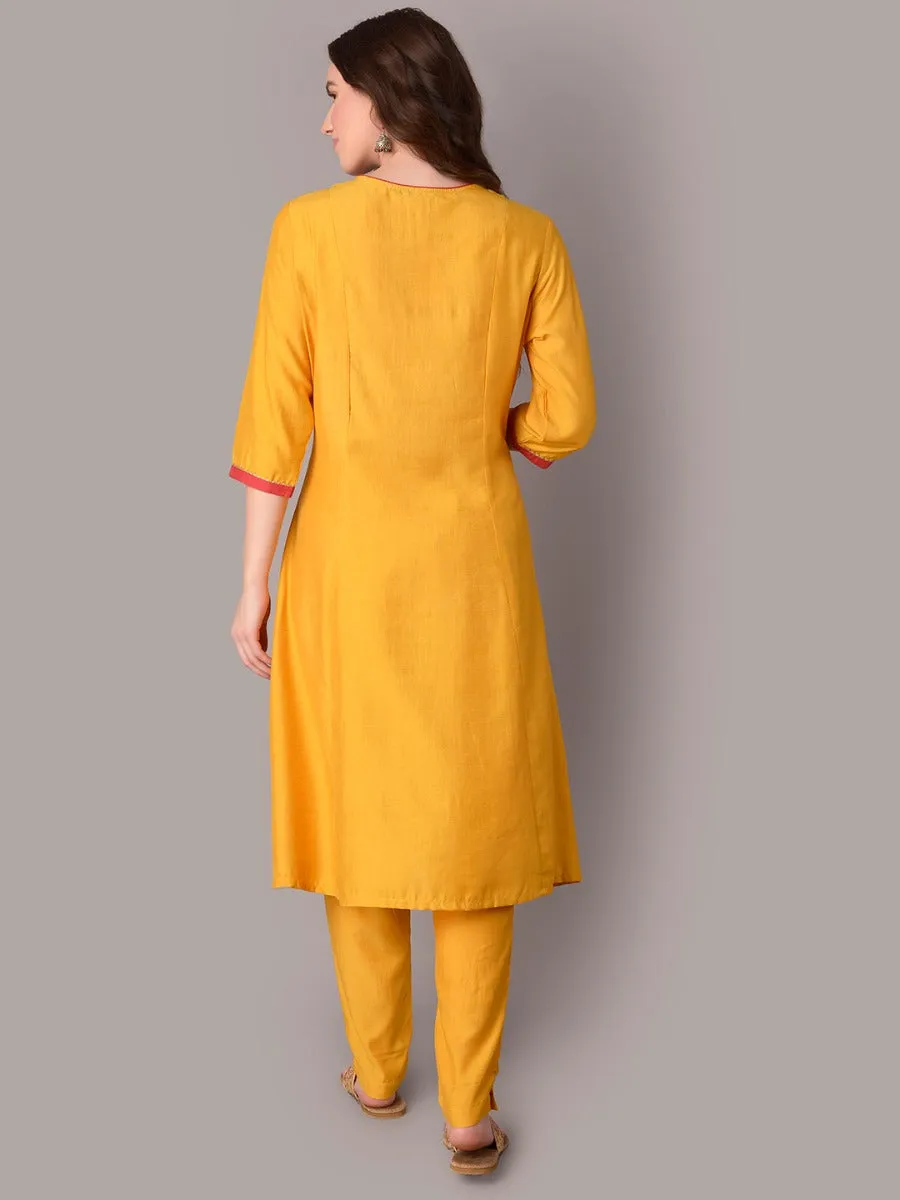 Mustard Kurta Trouser With Dupatta