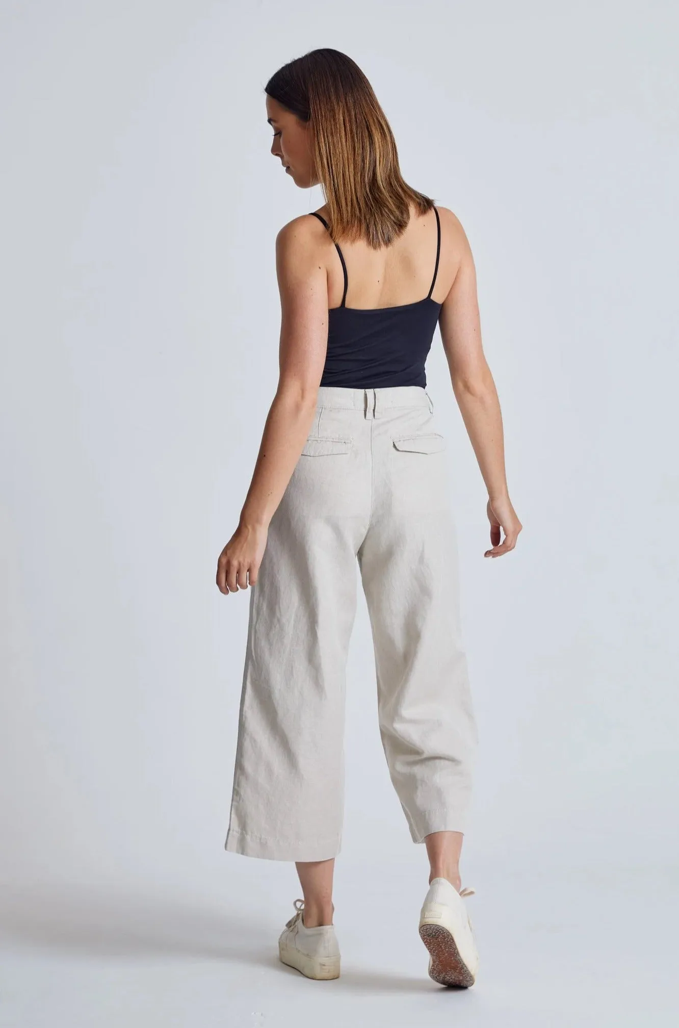 Natural Betty Wide Leg Cropped Culotte Trouser - GOTS Certified Organic Cotton and Linen