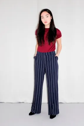 NAVY MARLENE PINSTRIPES PANTS