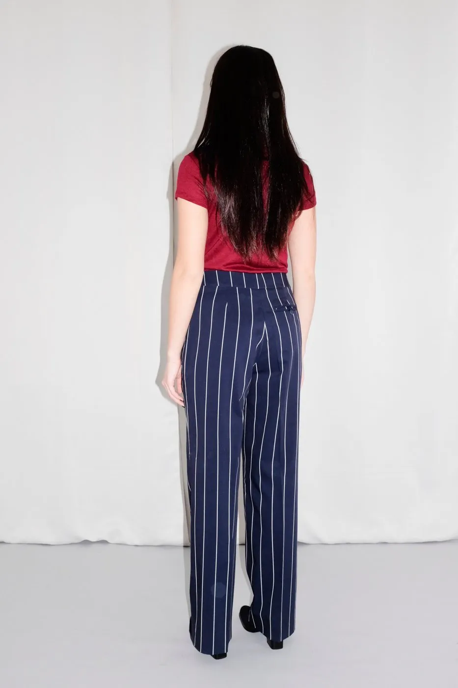 NAVY MARLENE PINSTRIPES PANTS